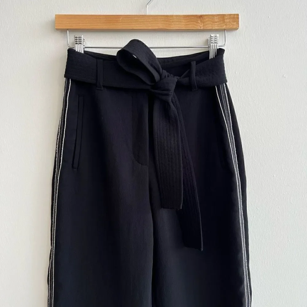Aritzia Wilfred Tie-Front Black High Rise Ankle Pants Trousers Women’s Size 2